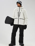 YEEFINE men's Beige snowboard set - angled view with snowboard