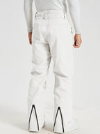 Men's Utility Snow Pants in White – Back View Showing Ankle Leg Zips