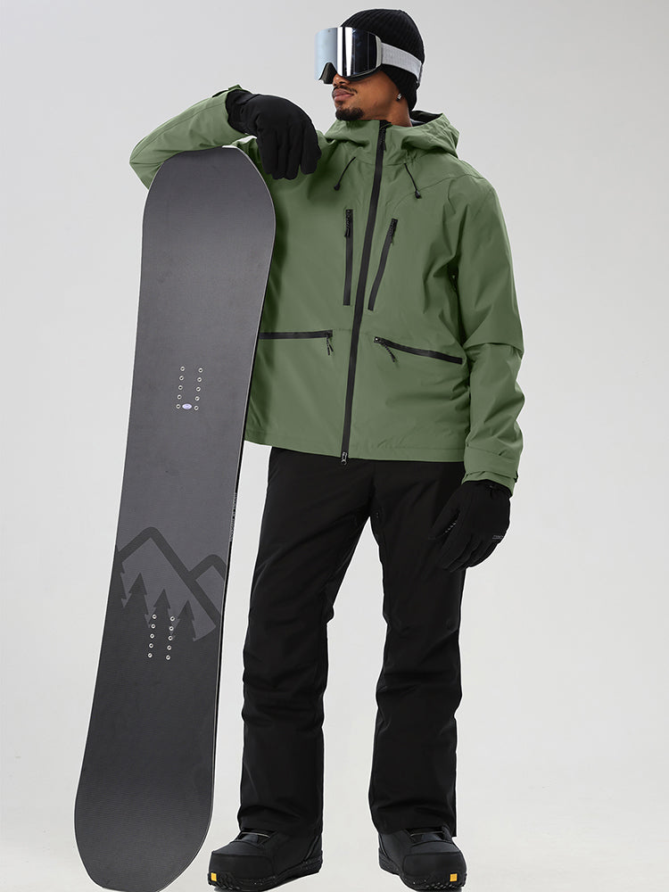 YEEFINE men's Army green snowboard set - model holding snowboard