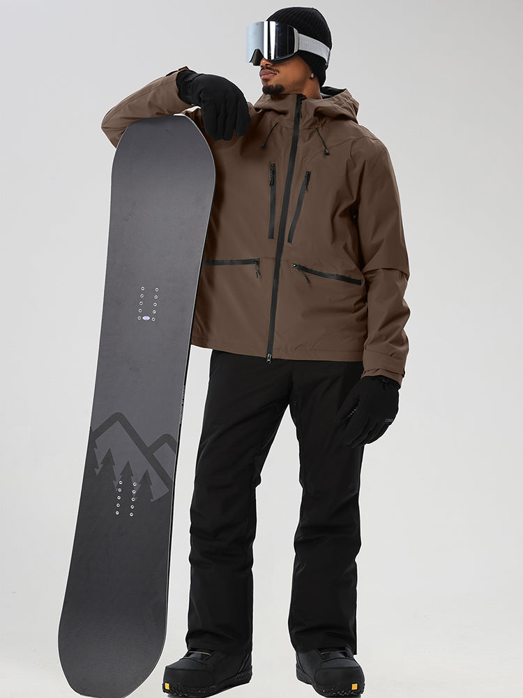 YEEFINE men's Brown snowboard set - model holding snowboard