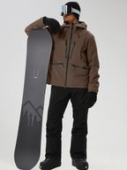 YEEFINE men's Brown snowboard set - model holding snowboard
