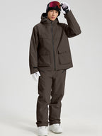Men's brown 2-piece ski jacket and pants set front view