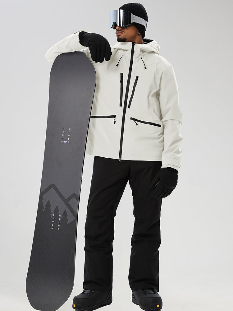 YEEFINE men's Beige snowboard set - model holding snowboard