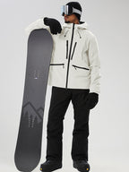 YEEFINE men's Beige snowboard set - model holding snowboard