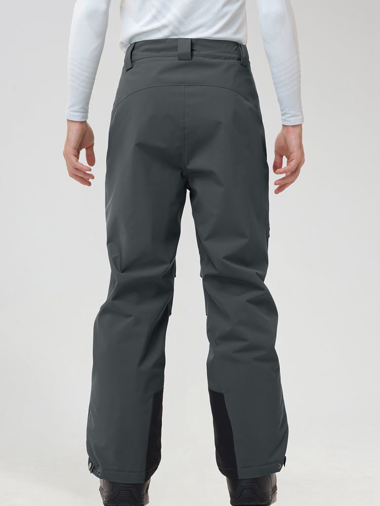 Men's insulated ski pants in Dark Grey - back view