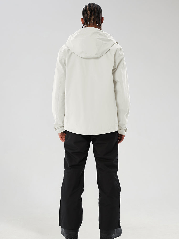 YEEFINE men's Beige jacket and black snow pants - back view