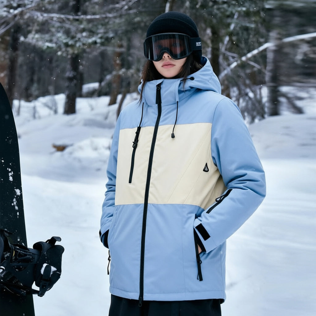 Unisex Color-Block Ski Jacket | Hooded Shell Snowboard Coat