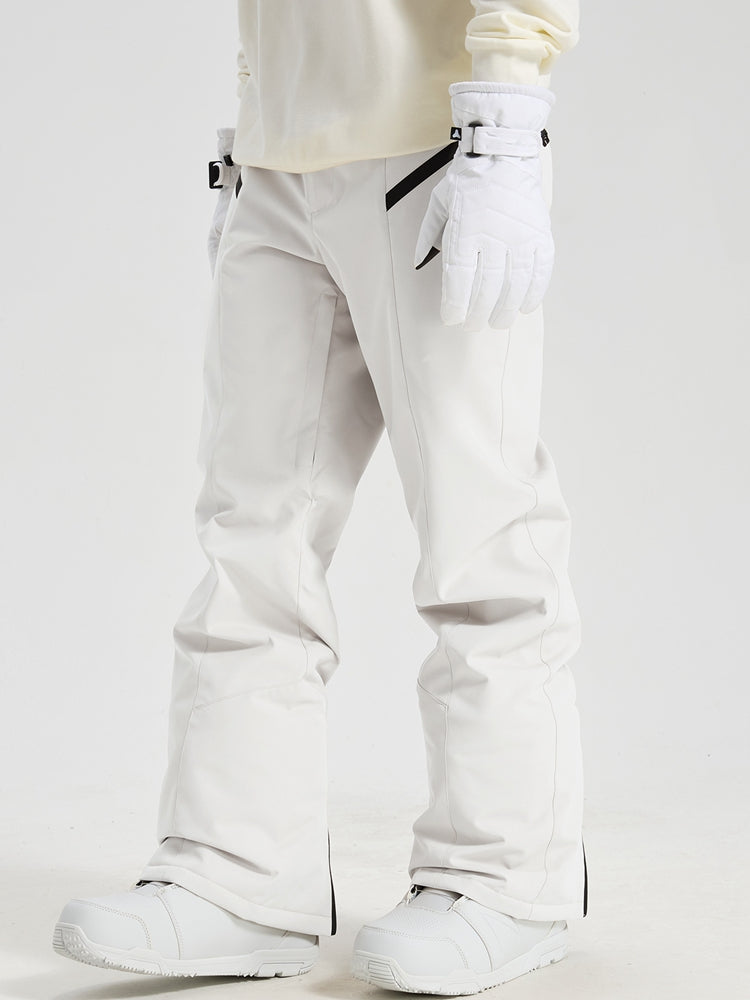 Men's Utility Snow Pants in White – Side View with Gloves