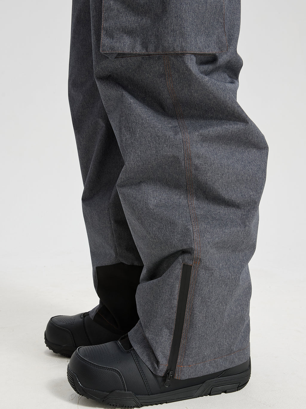 Men's Ski Jacket & Bibs Set in Gray – Boot Gaiter with Side Zip Detail