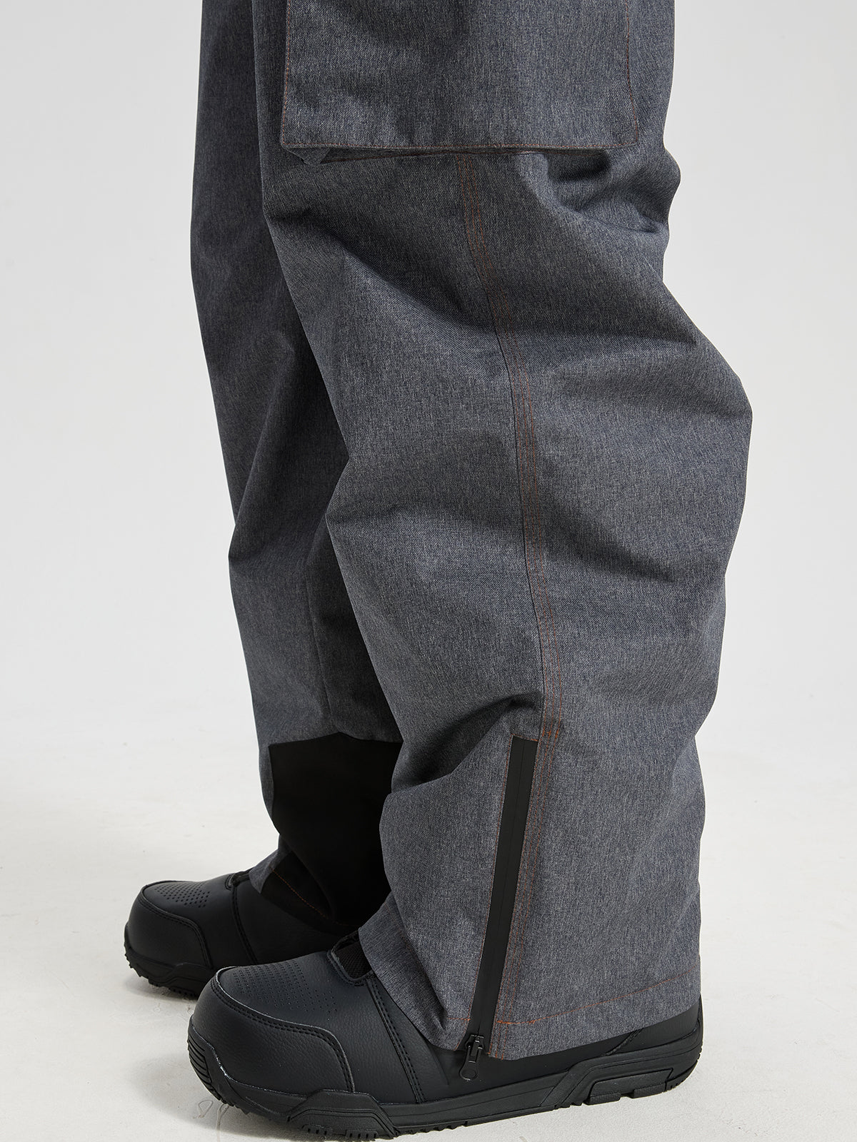 Men's Ski Jacket & Bibs Set in Gray – Boot Gaiter with Side Zip Detail
