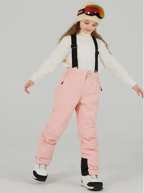 Kids Loose Fit Snow & Ski Pants Removable Shoulder Strap