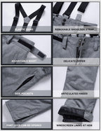 Women's Snow Ski Pants Insulated Waterproof Snowboard Bibs Detachable Suspender Winter Warm