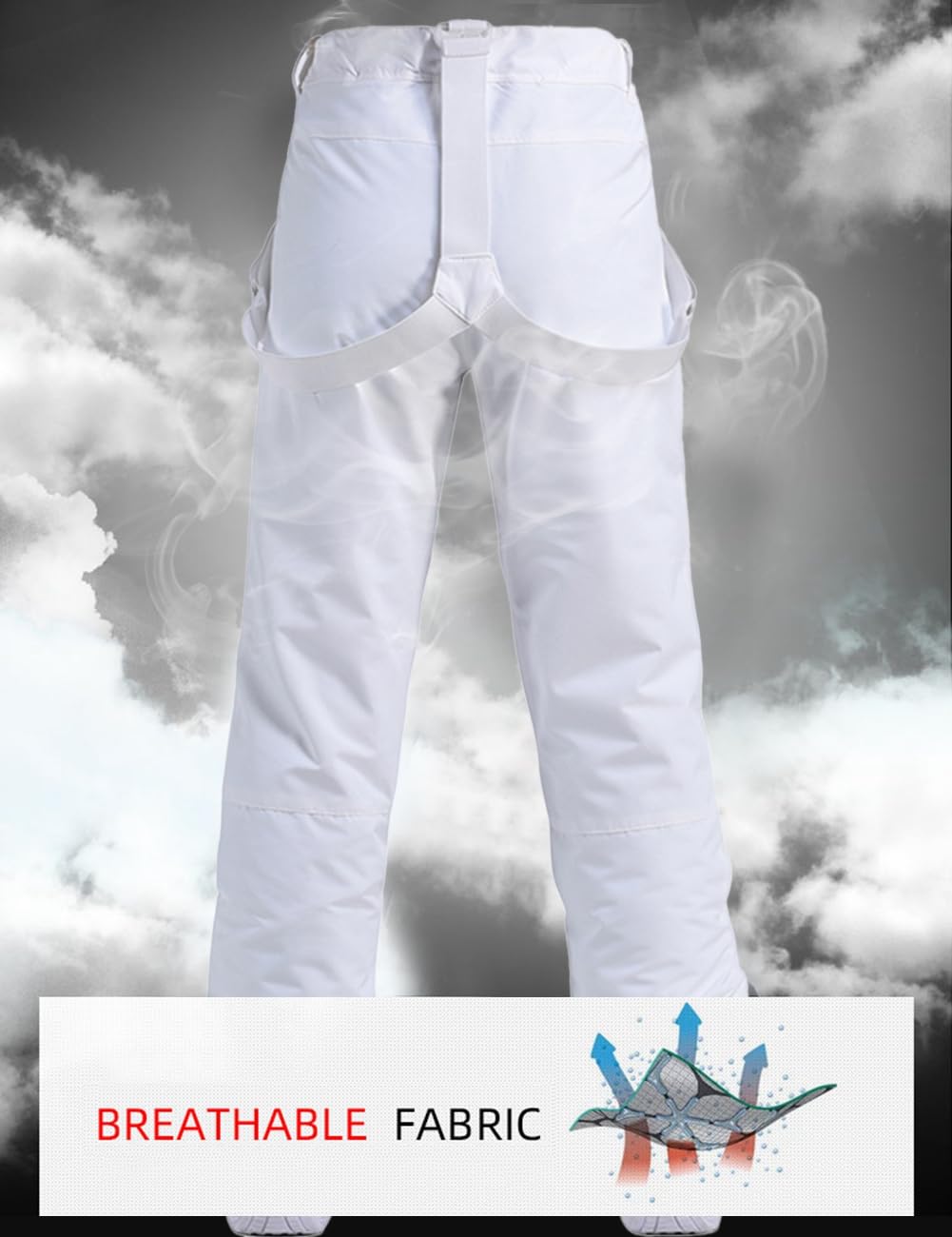 Women's Snow Ski Pants Insulated Waterproof Snowboard Bibs Detachable Suspender Winter Warm