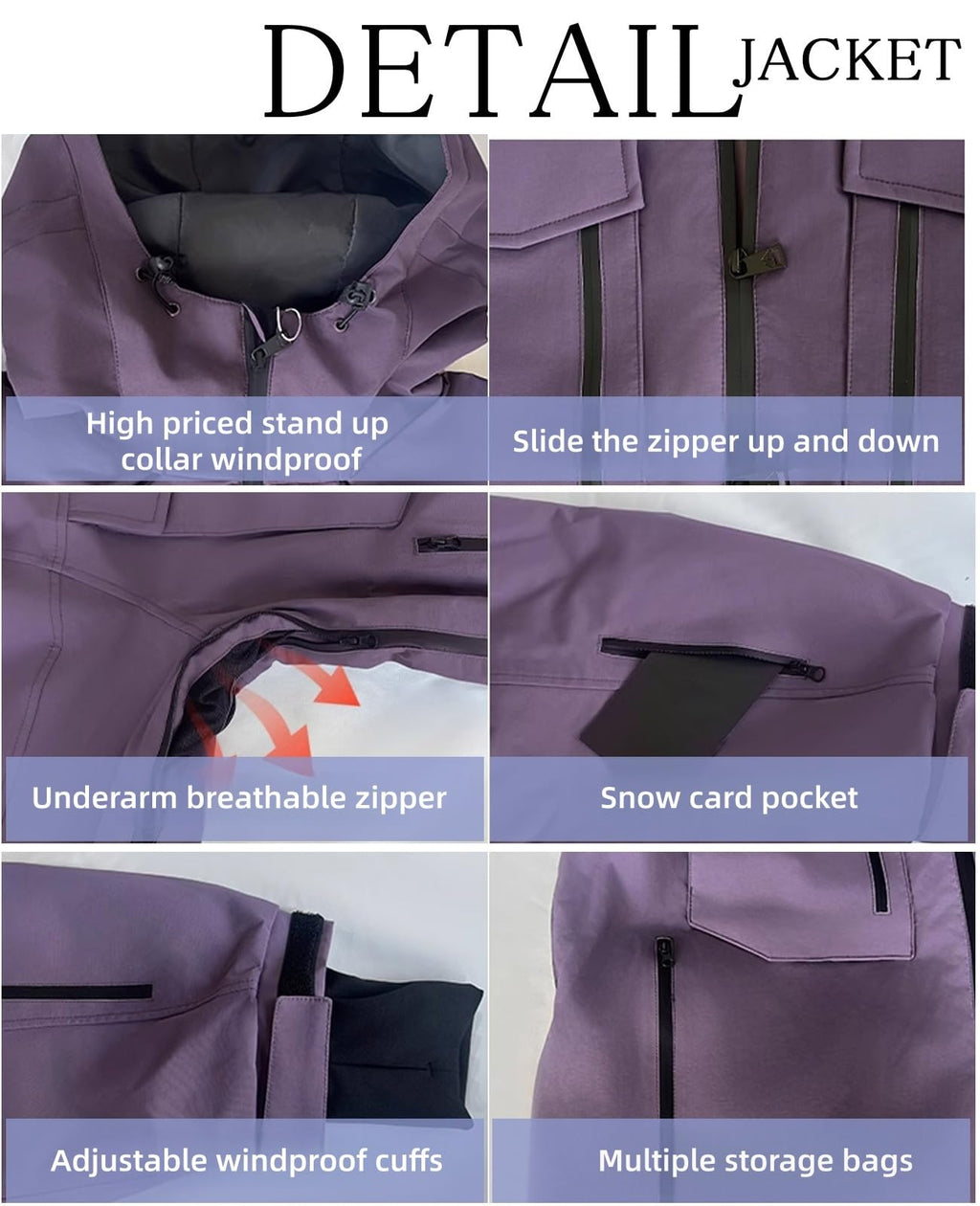 Baggy Men's Ski Jacket and Pants Set Windproof Snowboard Snowsuit