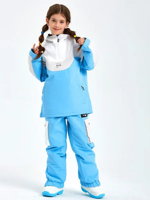 Children Anorak Snow Jacket & Pants Set Loose Fit Outwear HOTIANSNOW