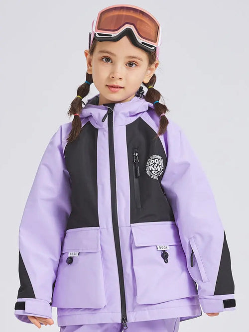 Children Colorblock Ski Jackets Winter Warm Sports Coat HOTIANSNOW