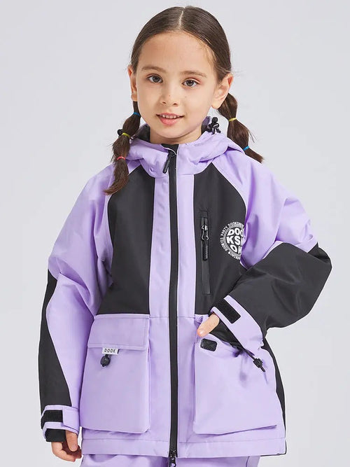Children Colorblock Ski Jackets Winter Warm Sports Coat HOTIANSNOW
