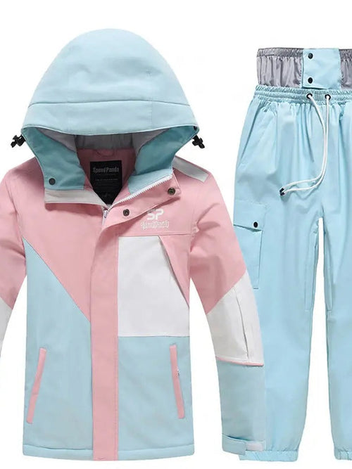 Children Insulated Colorblock Snow Jacket & Matched Pants HOTIANSNOW