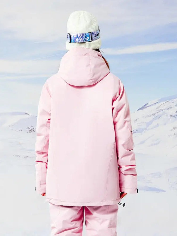 Classical Cargo Snowboarding Jacket Women Solid Color Ski Coat