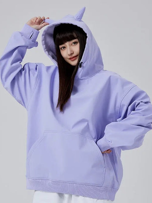 Cute Ski & Snowboard Hoodie Cute Solid Color Pullover HOTIANSNOW