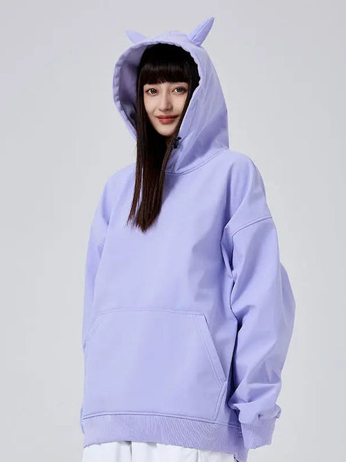 Cute Ski & Snowboard Hoodie Cute Solid Color Pullover HOTIANSNOW
