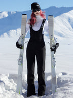 Women's Fur Collar Snow Jacket and Slim Fit Bib Overalls