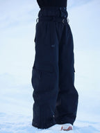 Women Cargo Snow Pants Baggy Warm Ski Trousers