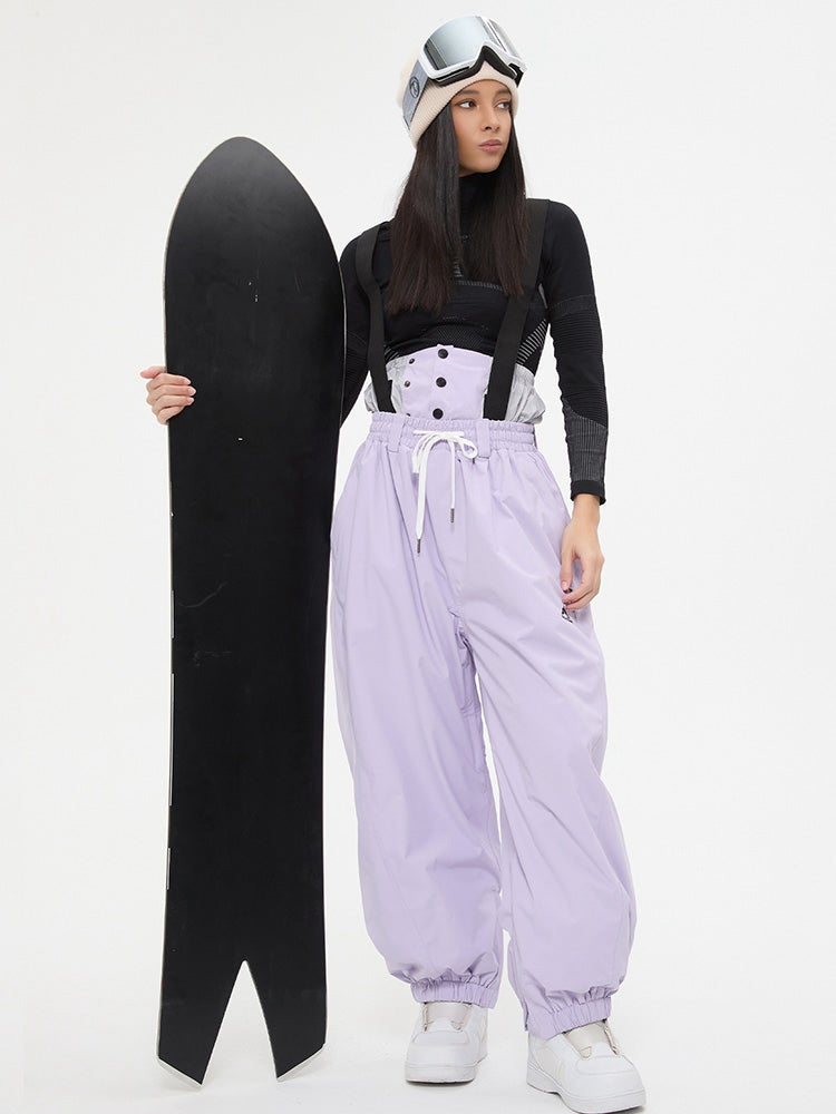 Girls' Baggy Snow Bib Pants Loose Fit Ski Trousers