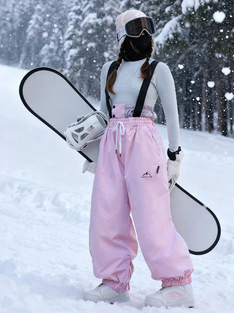 Girls' Baggy Snow Bib Pants Loose Fit Ski Trousers