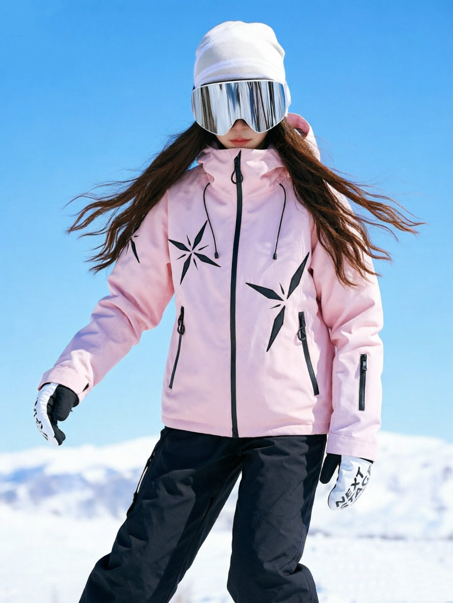 Women's Snowflake Ski Jacket – Waterproof Thermal Snow Coat