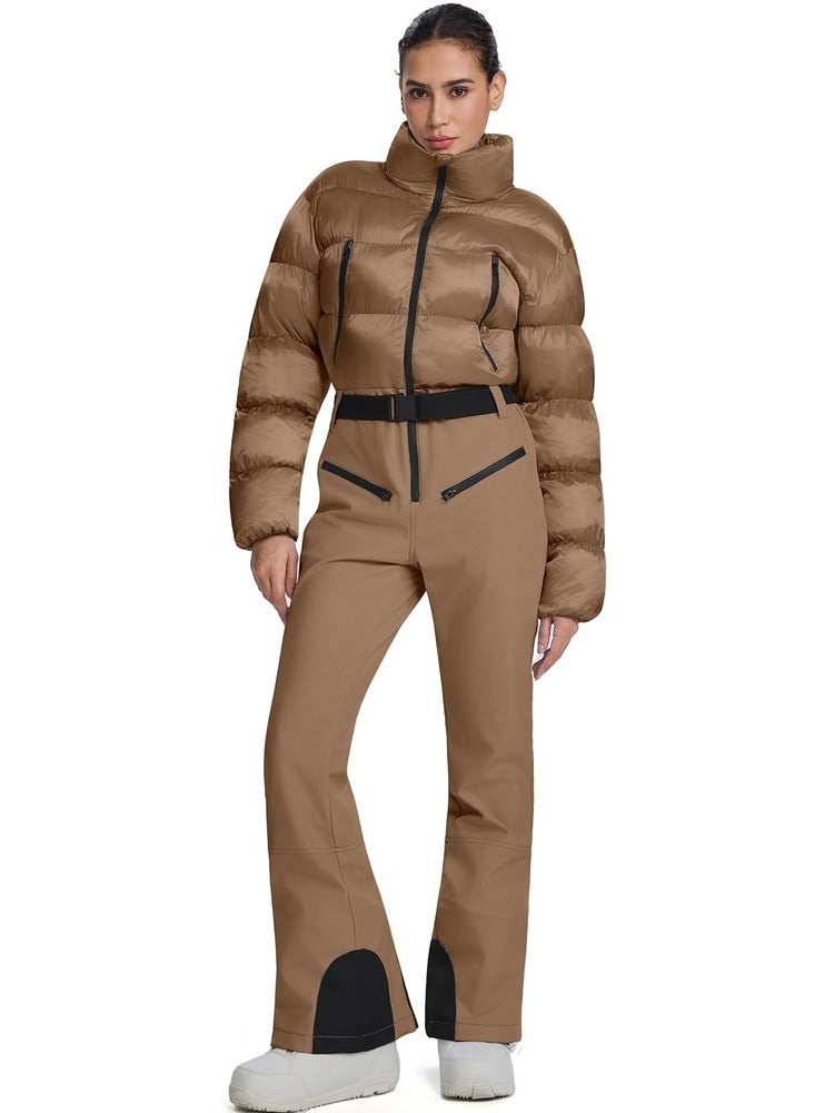 Women's One Piece Ski Suit Slim Fit Waterproof Windproof Snowsuit