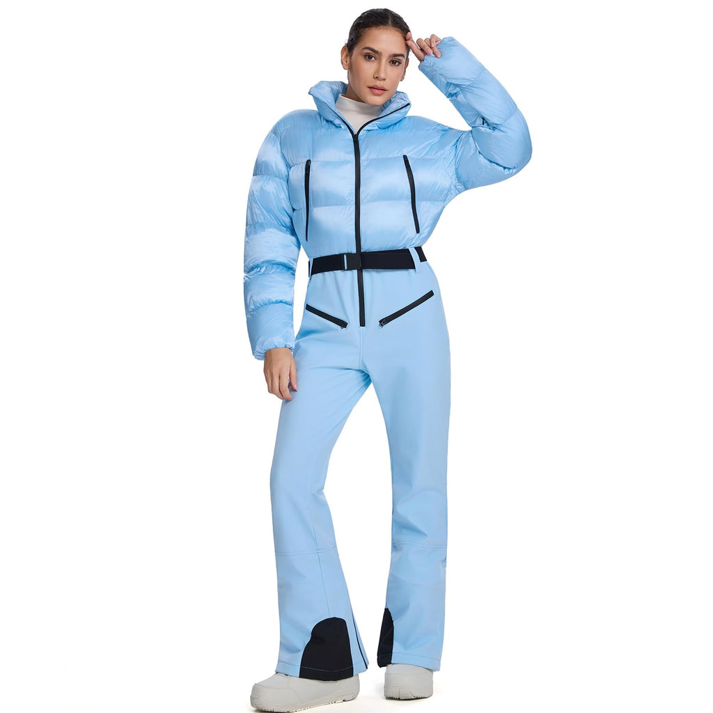 Women's One Piece Ski Suit Slim Fit Waterproof Windproof Snowboard Snowsuit Jumpsuit Winter