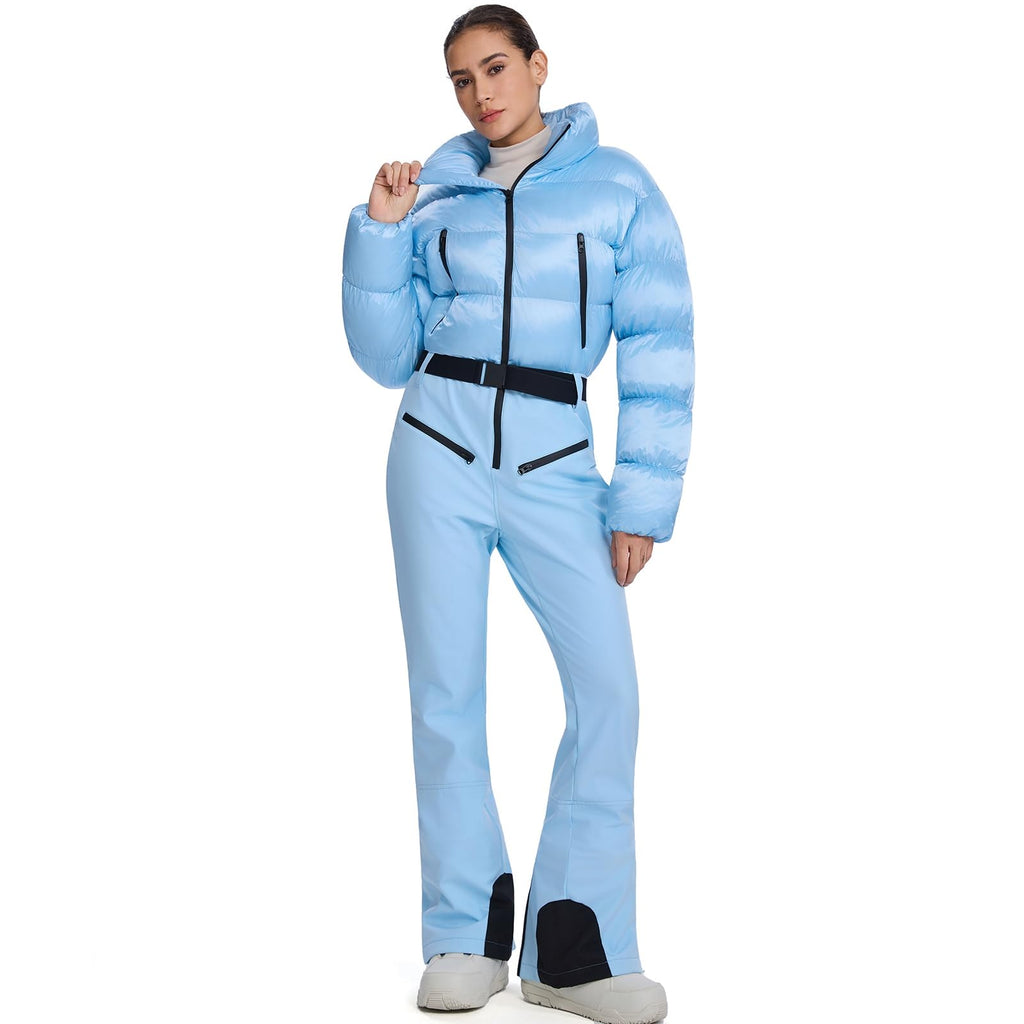 Women's One Piece Ski Suit Slim Fit Waterproof Windproof Snowboard Snowsuit Jumpsuit Winter