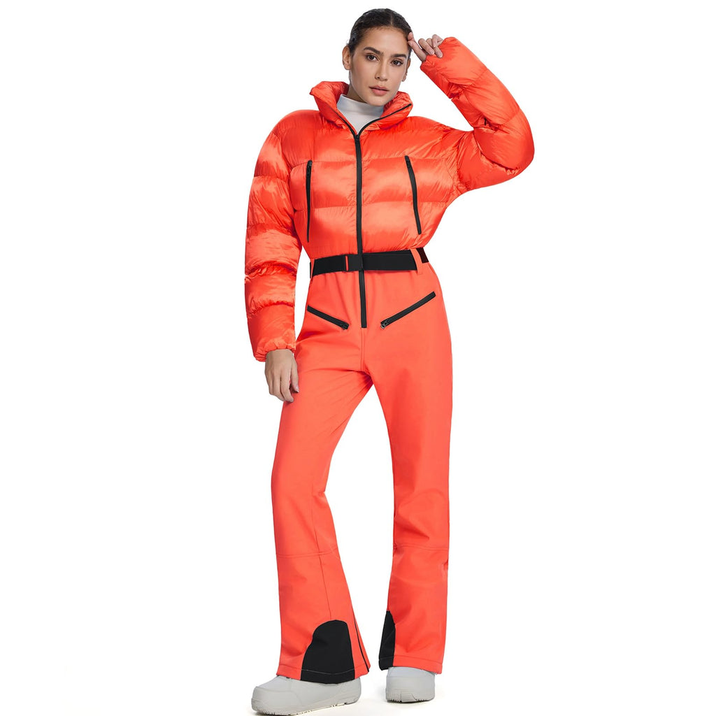 Women's One Piece Ski Suit Slim Fit Waterproof Windproof Snowboard Snowsuit Jumpsuit Winter