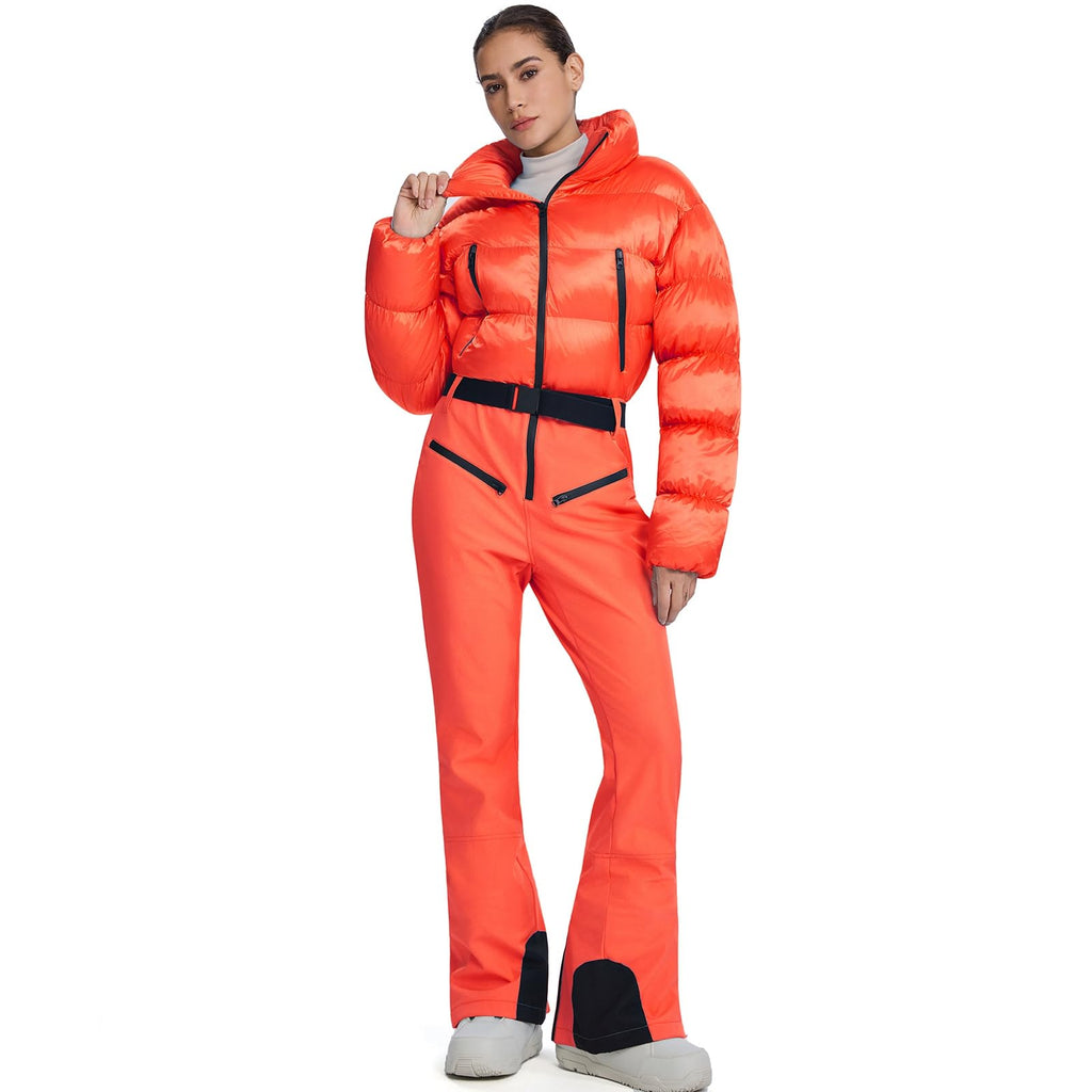 Women's One Piece Ski Suit Slim Fit Waterproof Windproof Snowboard Snowsuit Jumpsuit Winter