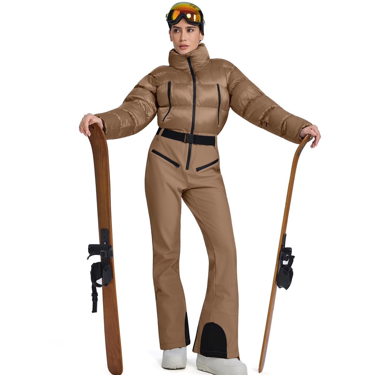 Women's One Piece Ski Suit Slim Fit Waterproof Windproof Snowboard Snowsuit Jumpsuit Winter