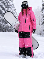 Women's Vintage Hooded Ski Jacket & Baggy Pants Set 2 Pieces