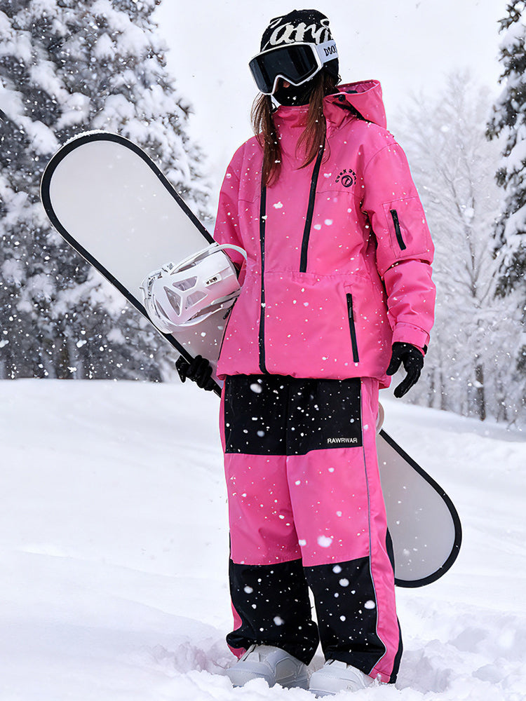 Women's Vintage Hooded Ski Jacket & Baggy Pants Set 2 Pieces