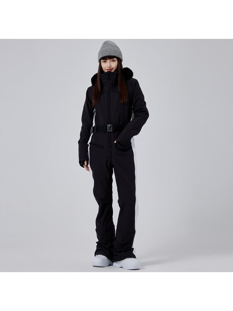Women's Fur Collar 10K One-Piece Ski Suit