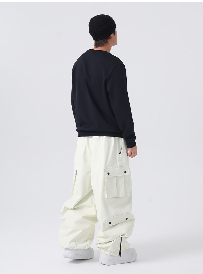 Adult Baggy Cargo Ski Pants Waterproof Insulated Magnetic Pockets
