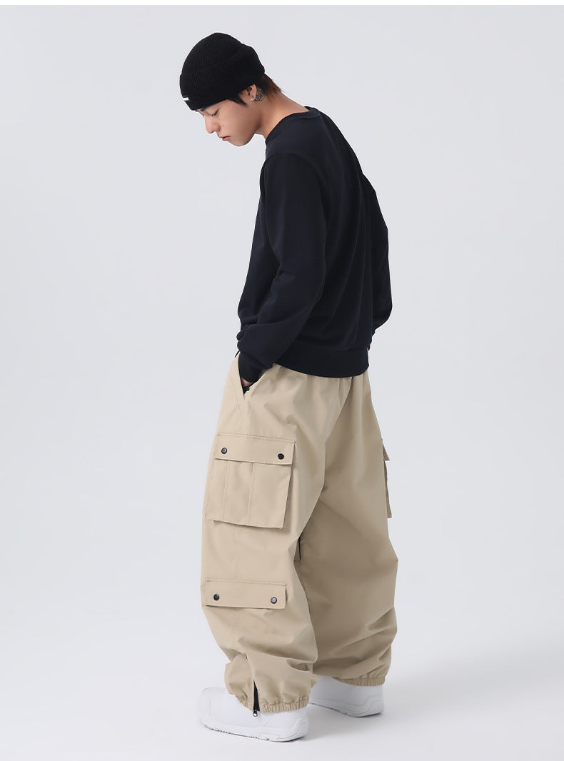 Adult Baggy Cargo Ski Pants Waterproof Insulated Magnetic Pockets