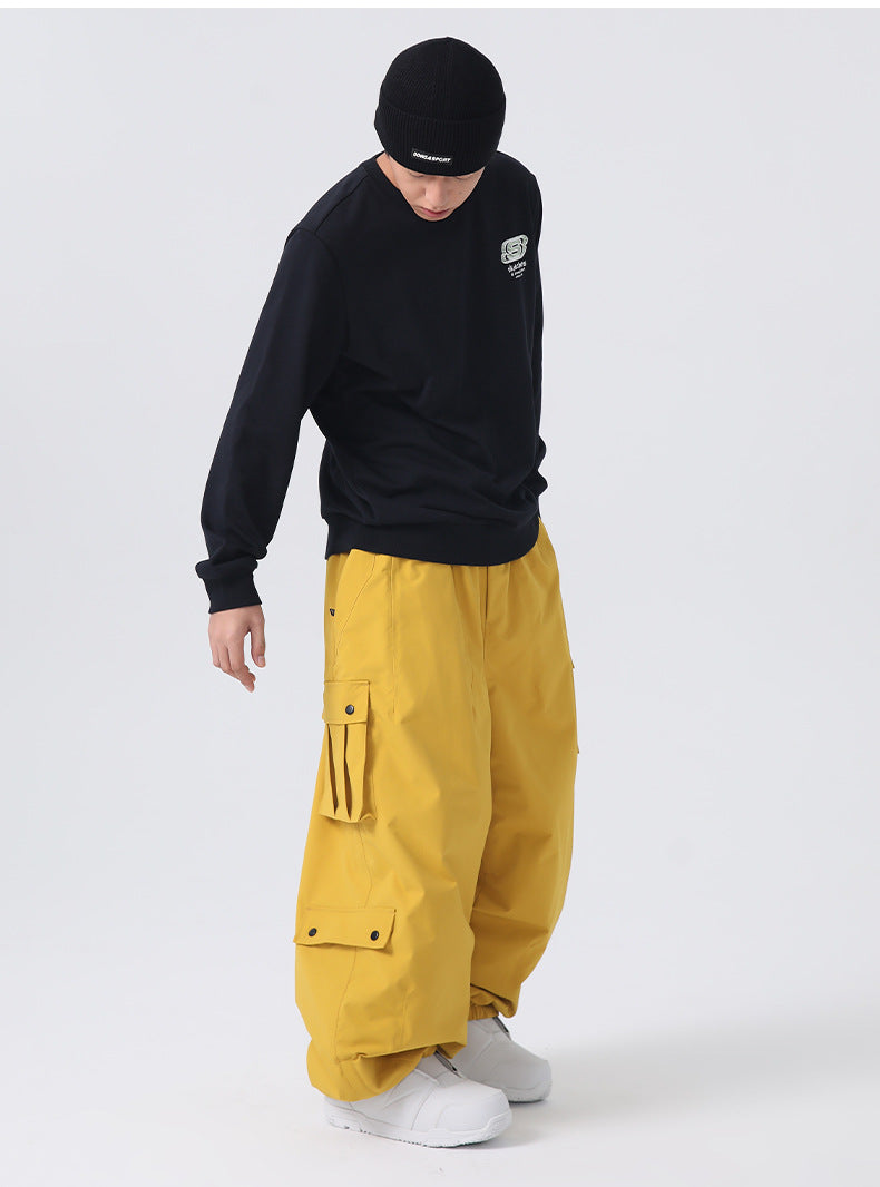 Adult Baggy Cargo Ski Pants Waterproof Insulated Magnetic Pockets