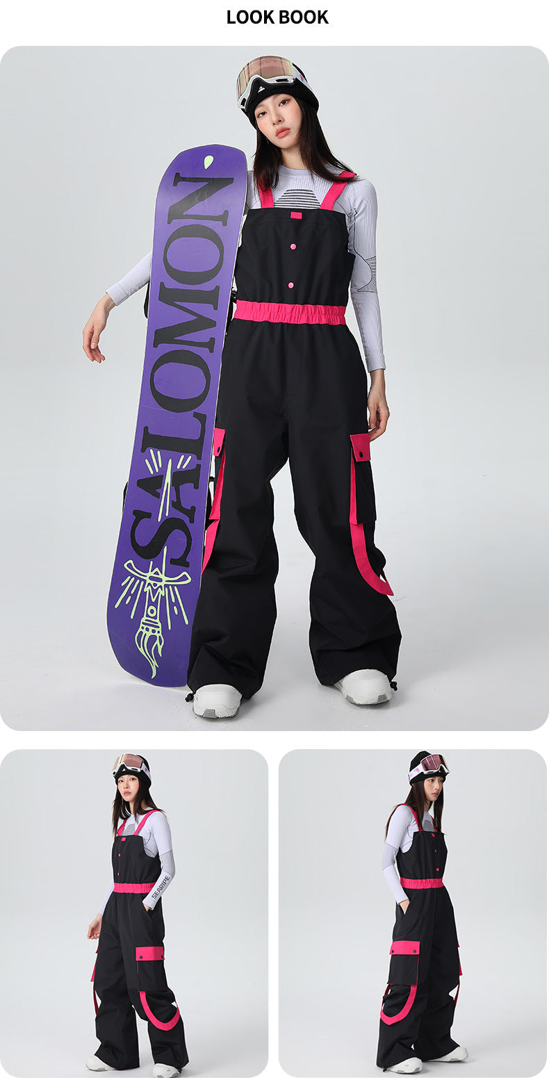 Women's Strap Ski Bib Pants Snow Overalls