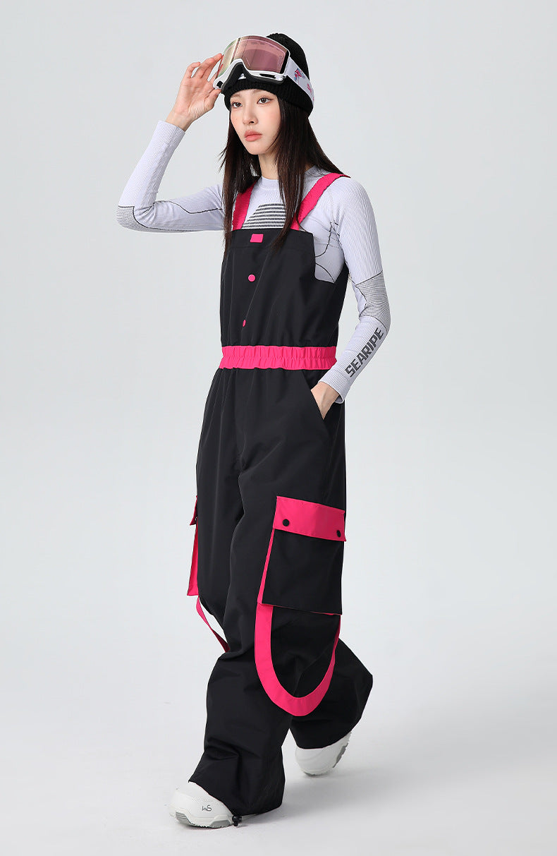 Women's Strap Ski Bib Pants Snow Overalls