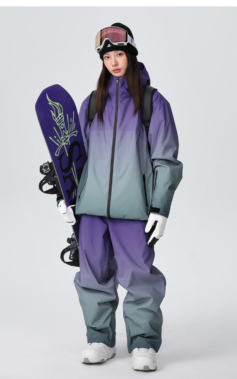 Women's Gradient Baggy Ski Jacket & Pants Set 2 Pieces