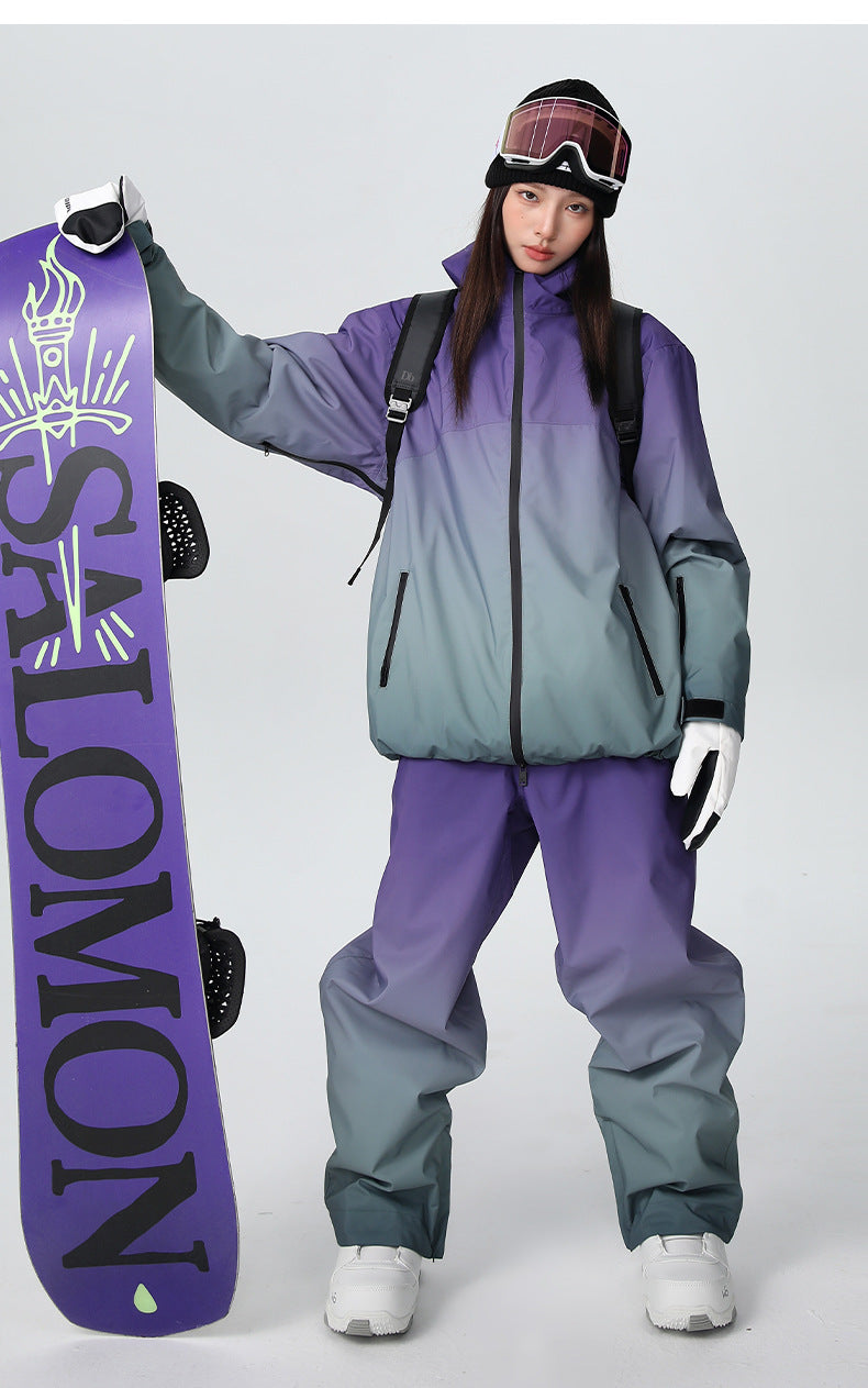 Women's Gradient Baggy Ski Jacket & Pants Set 2 Pieces