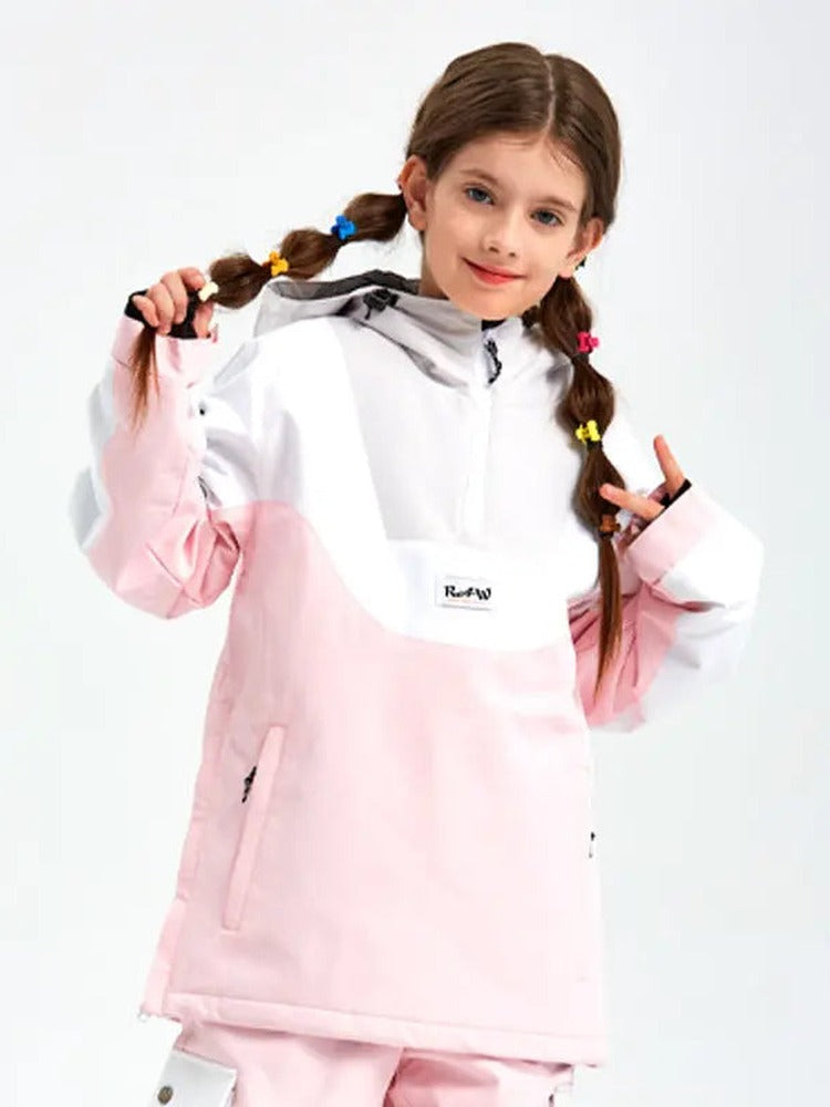 Unisex Anorak Snow Ski Jacket Kids Insulated Half-zip Snow Pullover 