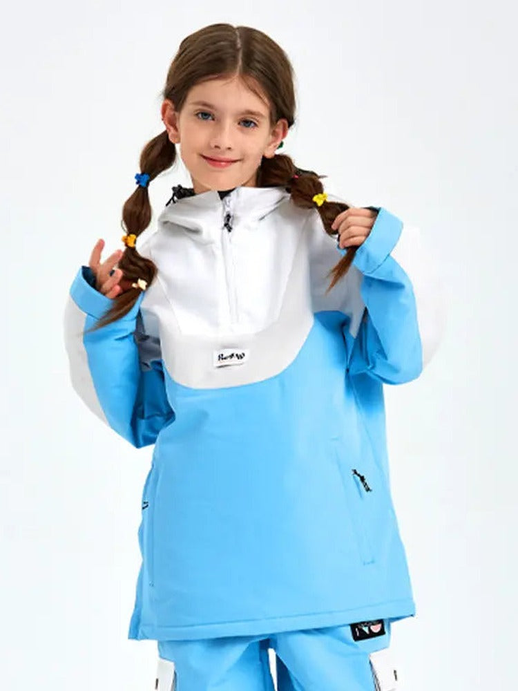 Unisex Anorak Snow Ski Jacket Kids Insulated Half-zip Snow Pullover 