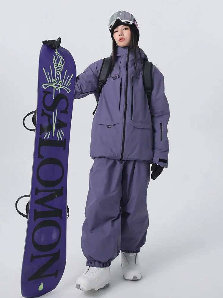 Unisex Sporty All-Weather Snow Suits Baggy Snowsuits 