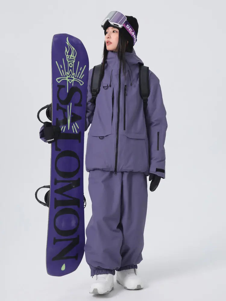 Unisex Sporty All-Weather Snow Suits Baggy Snowsuits 
